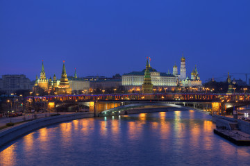 Фото бесплатно Москва, красная площадь, мост, ночной город, река