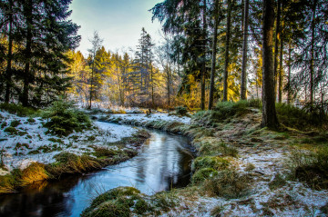 Фото бесплатно первый снег, природа, река