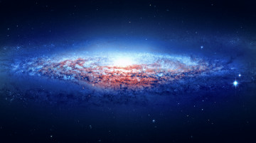 спиральная Галактика, звезды, бездна космоса, синее пространство, Spiral galaxies, stars, the deep space blue space