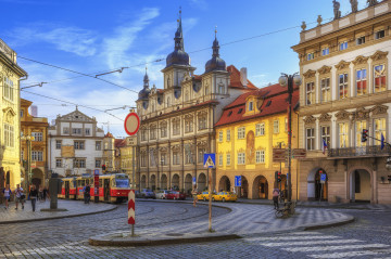 Фото бесплатно Прага, перекресток, Чехия, улица, здания, город
