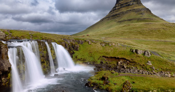 Обои на рабочий стол исландия, пейзаж, водопад