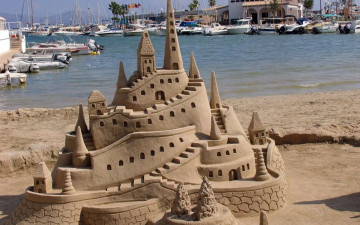 замок из песка, море, причал, лето, обои, sand castle, sea, pier, summer, wallpaper