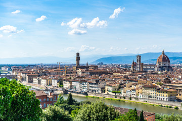 Флоренция, Италия, Европа, город, канал, вид с высоты