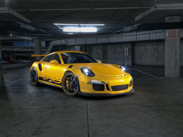 Porsche 911, желтый, парковка