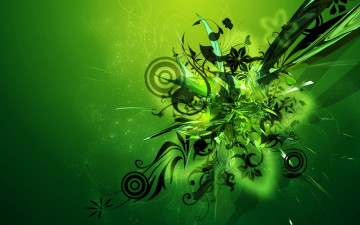абстракция, цветы, зеленый фон, шикарные обои на рабочий стол, abstract, flowers, green background, luxury wallpaper