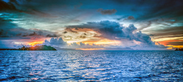 Фото бесплатно вечер, облака, острова, море, облака, закат