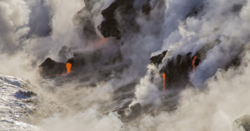 Обои на рабочий стол вулкан, лава, дым, опасности, бесплатные изображения, пейзажи