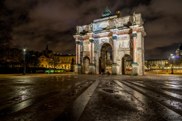 Фото бесплатно ночной город, площадь, Париж, Франция, триумфальная арка