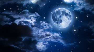 beautiful moon in the sky, Space, stars, clouds, космос, звезды, облака, красивая луна, небо