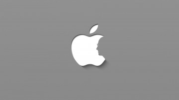 логотип Apple, минимализм, обгрызенное яблоко, серый фон, The Apple logo, minimalism, bitten apple, gray background