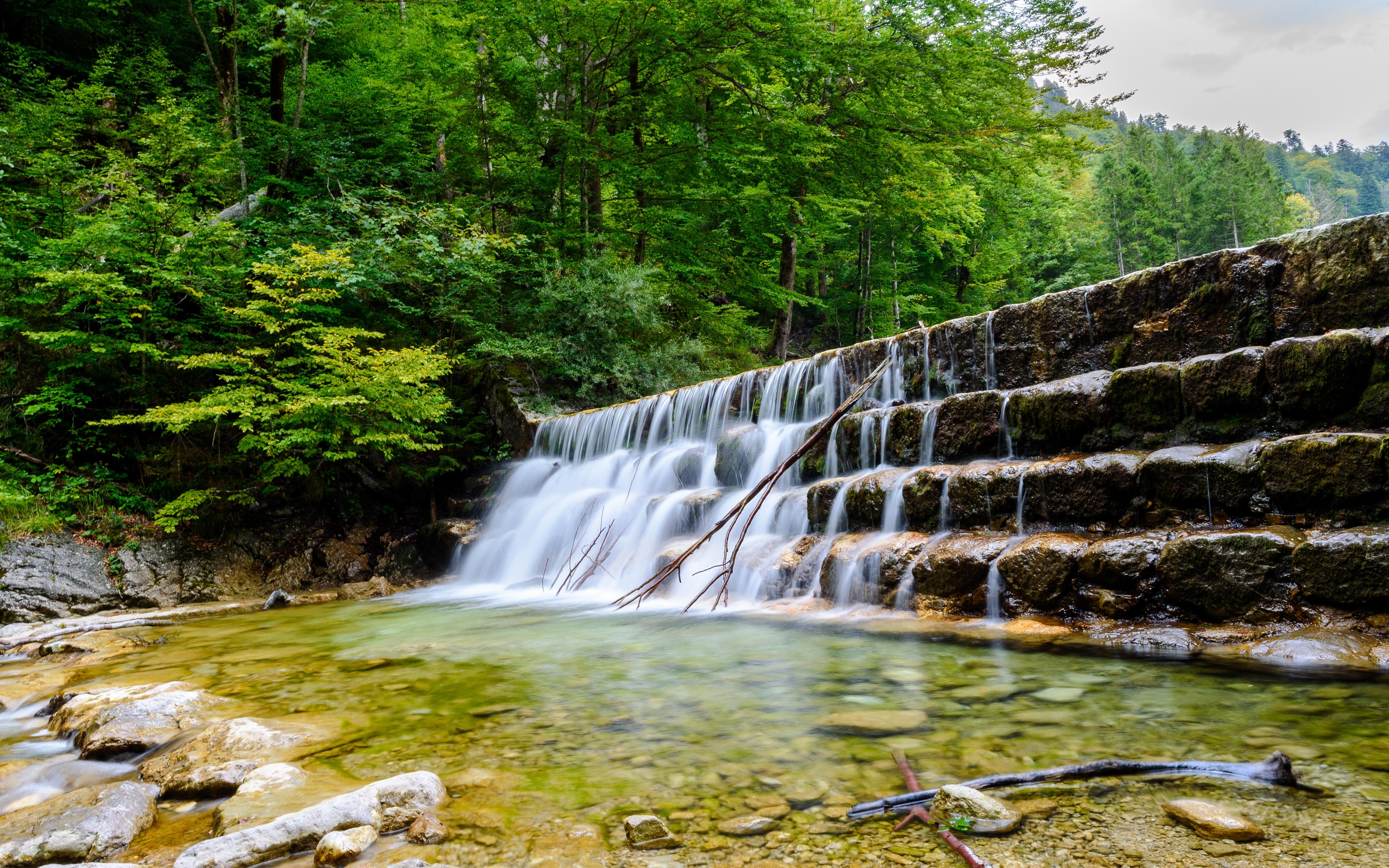 Фото бесплатно скалы, лето, водопад, каскад, бескид, природа