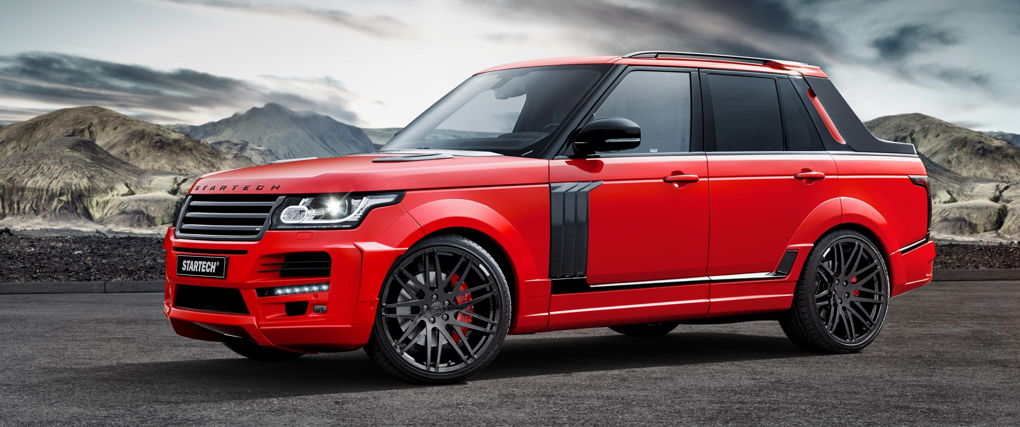 startech rang _rover pickup red, 5K wallpaper 3440x1440