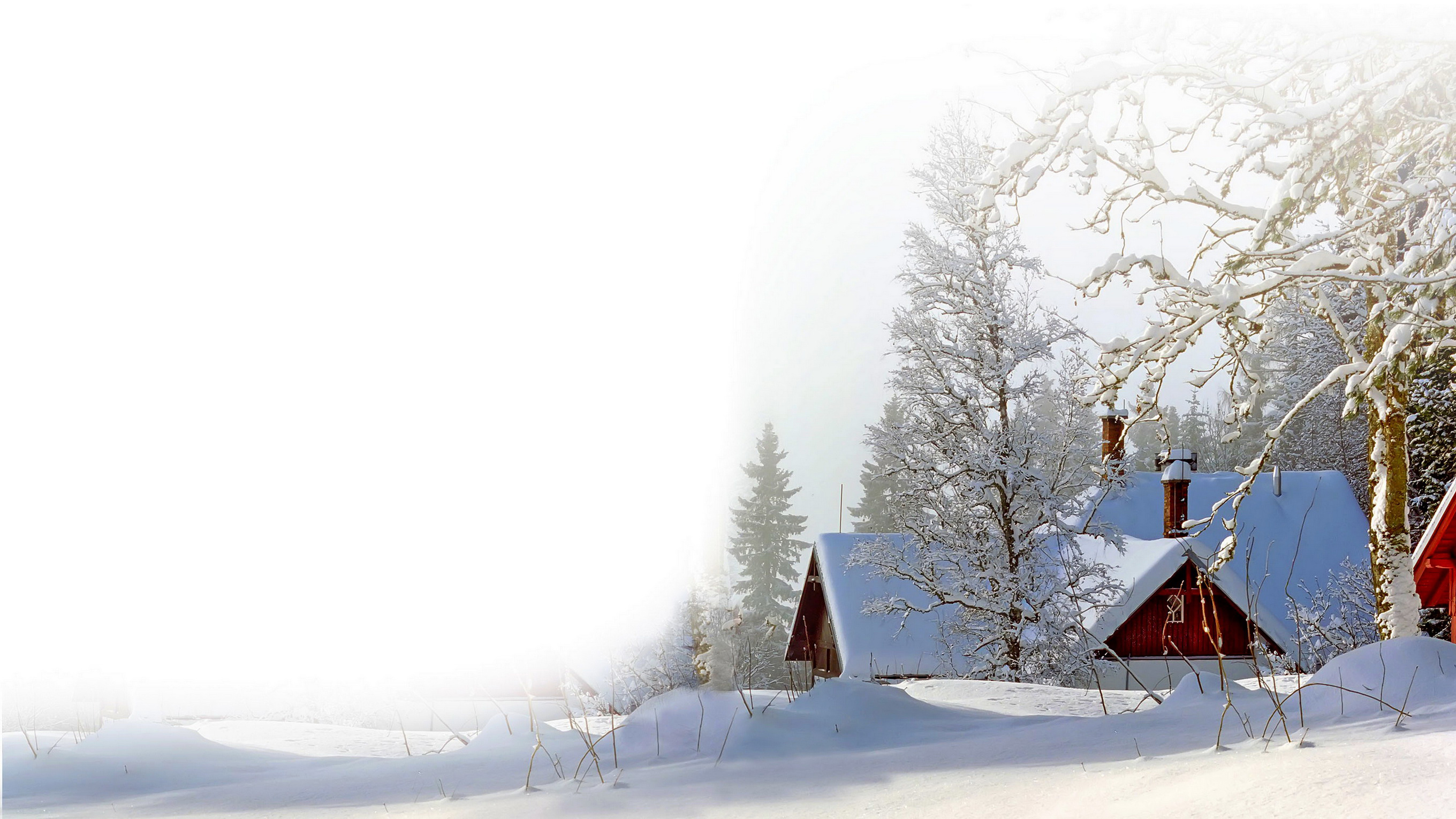 крыши домиков в снегу