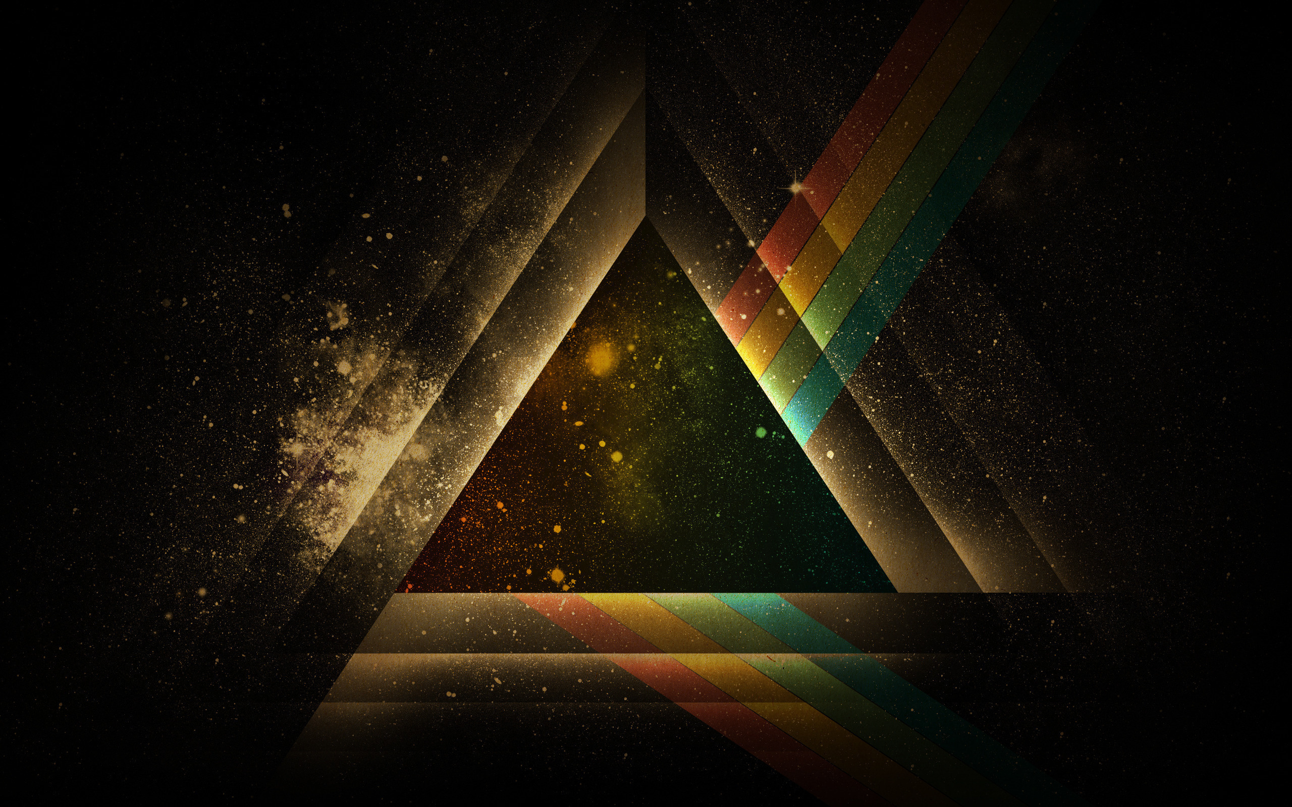 треугольник, радуга, геометрия, абстракция, картинка, темный фон, Triangle, rainbow, geometry, abstraction, picture, dark background