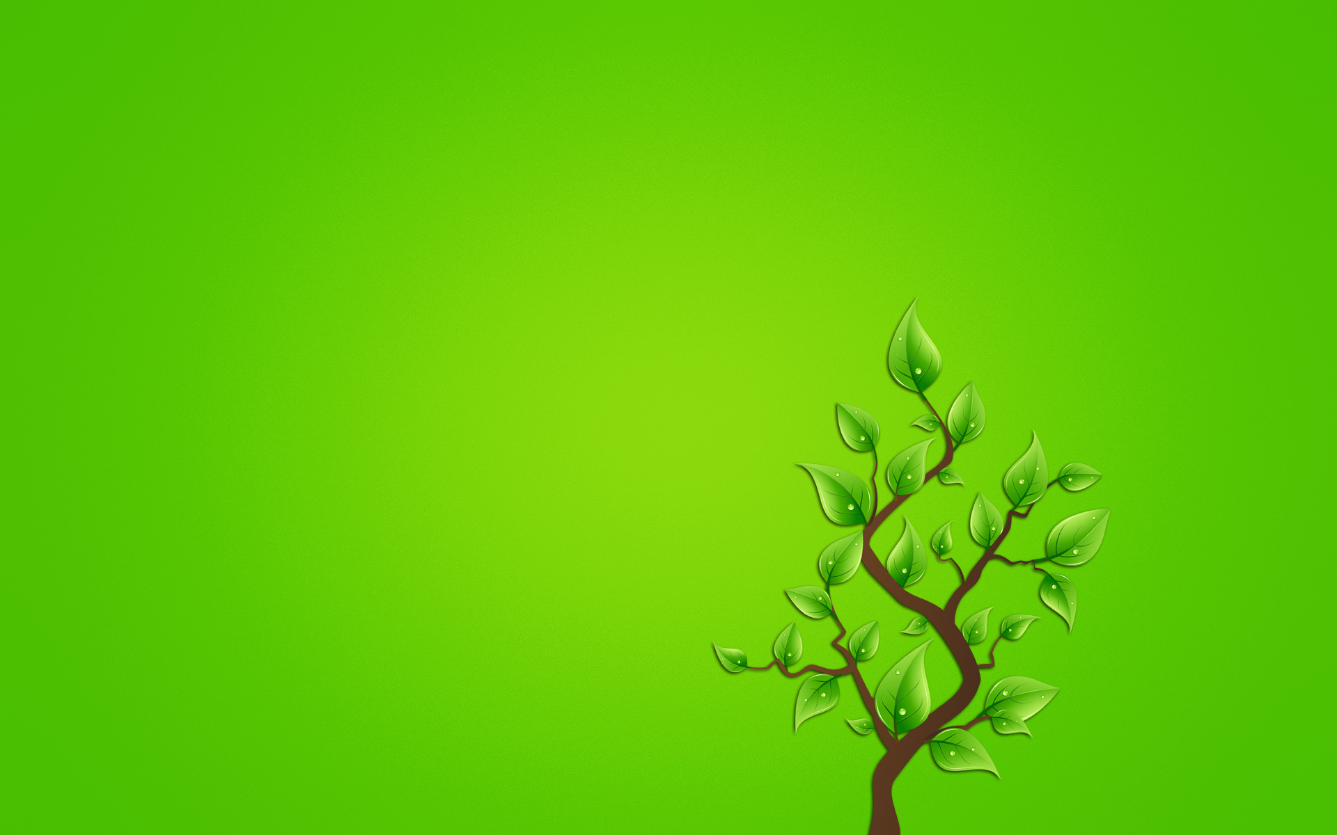 1920х1200 минимализм - дерево на ярко-зеленом фоне