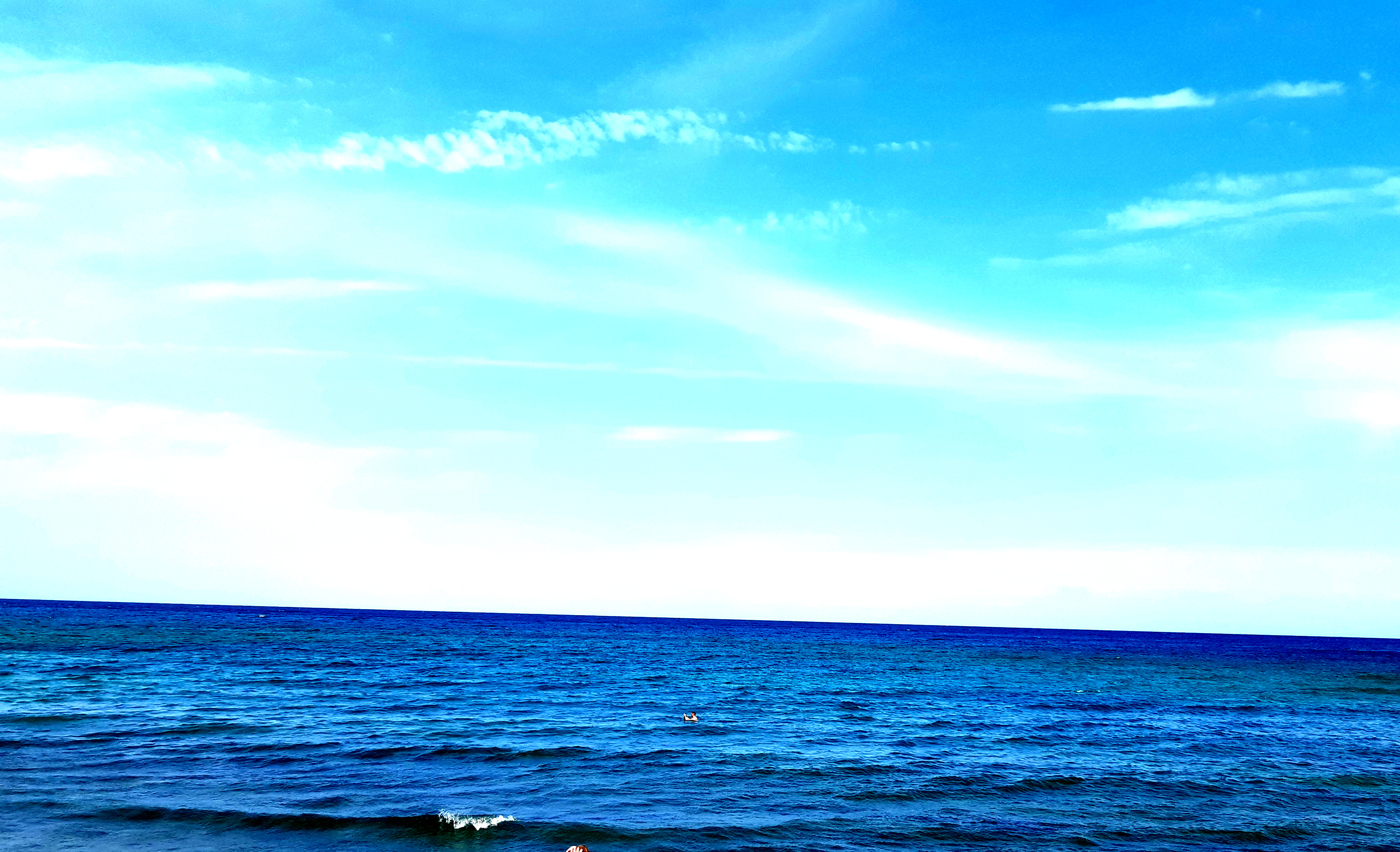 море, небо, горизонт, волны
