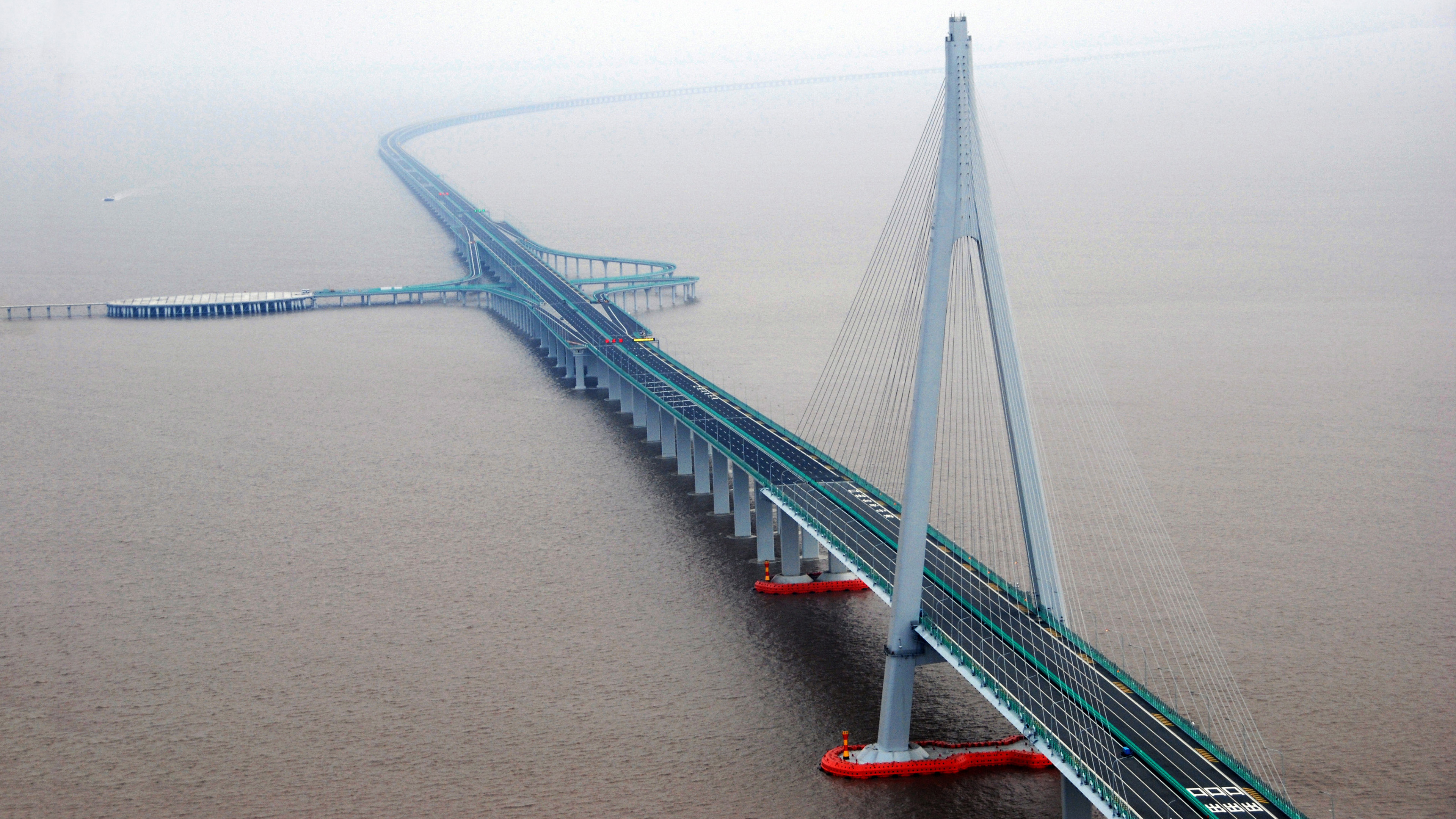 Ultra HD wallpaper, море, очень длинный мост, шедевр архитектуры, Sea, very long bridge, masterpiece of architecture