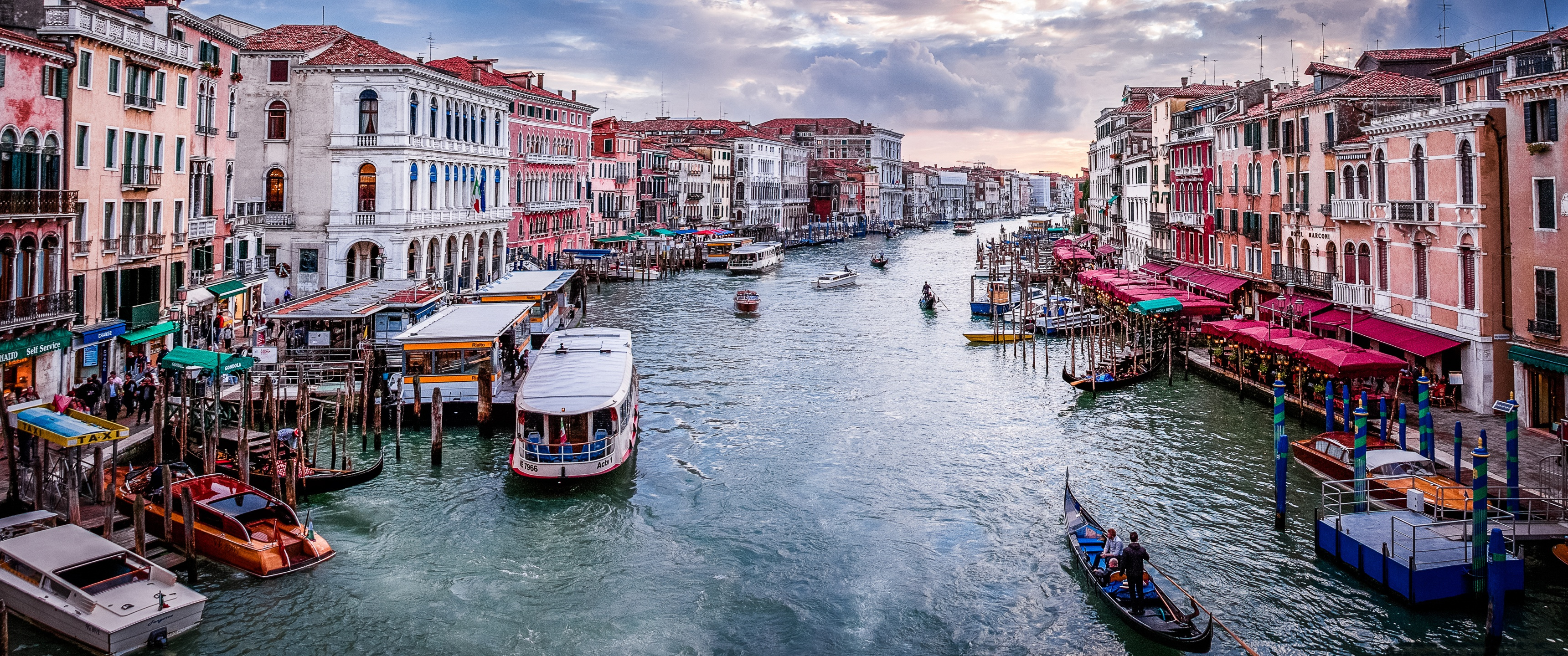 view of the grand canal from rialto bridge venice