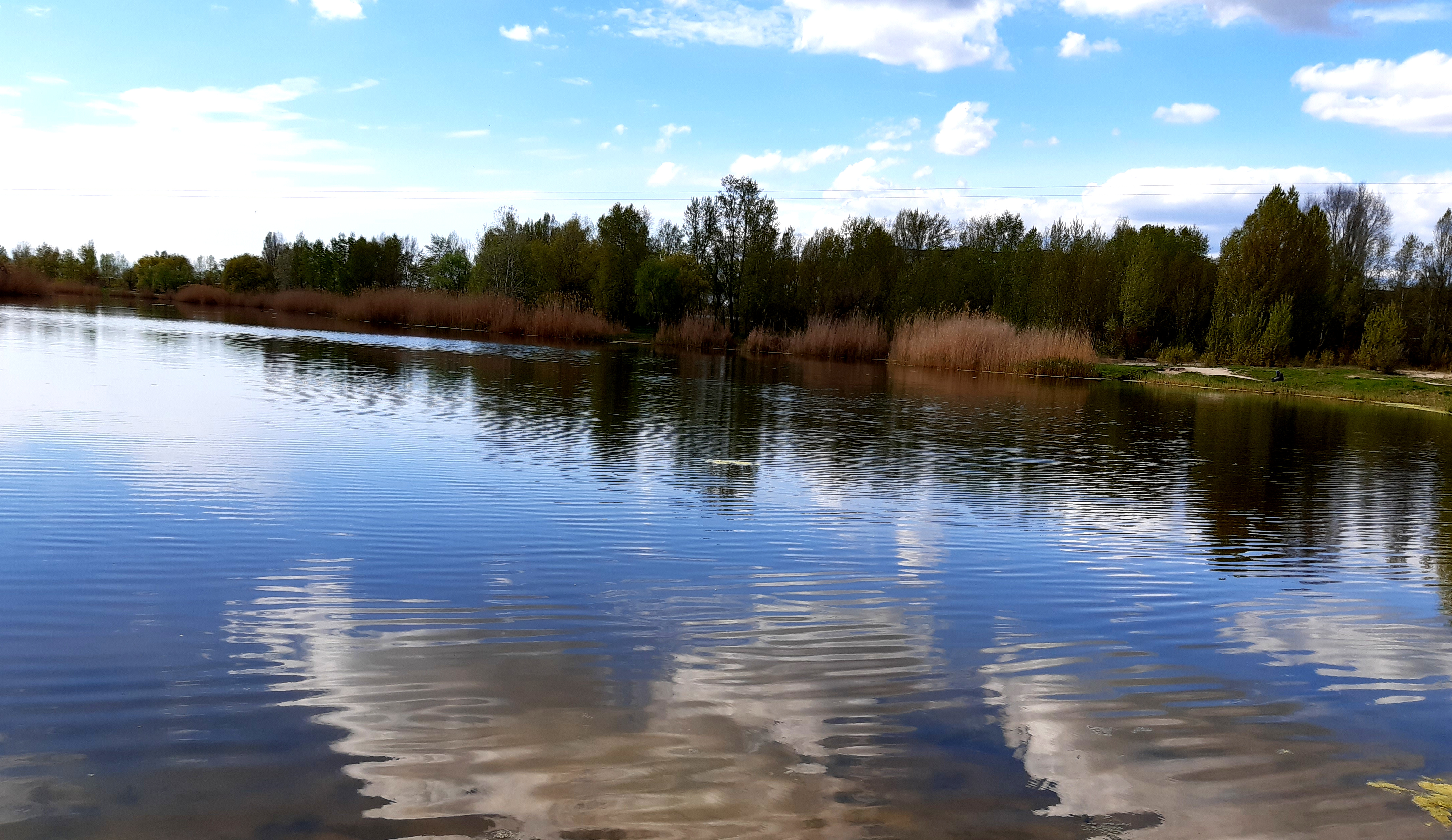 природа, река, отражение в воде, пейзаж, облака в отражении