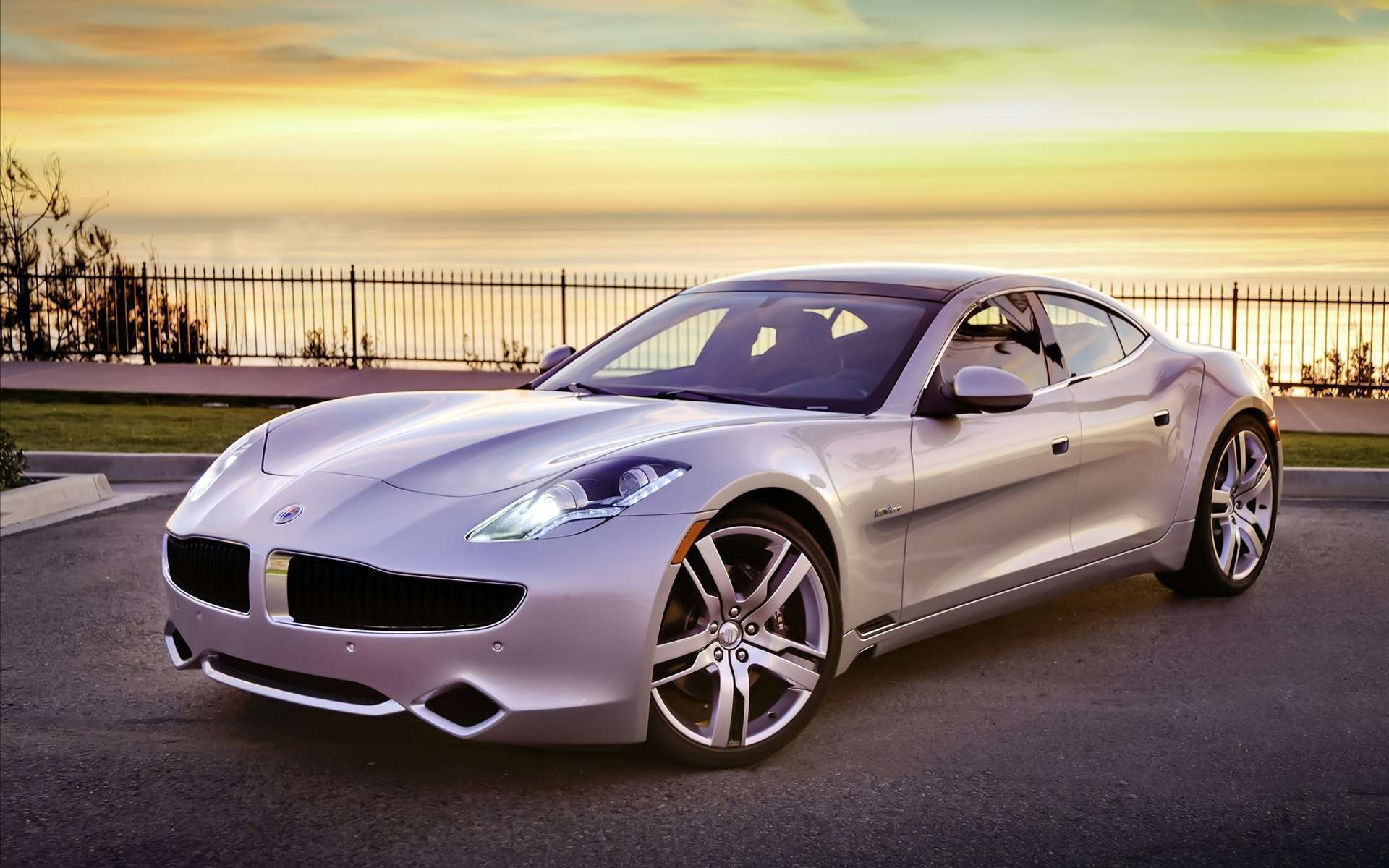 электрокар Fisker, автомобиль, закат