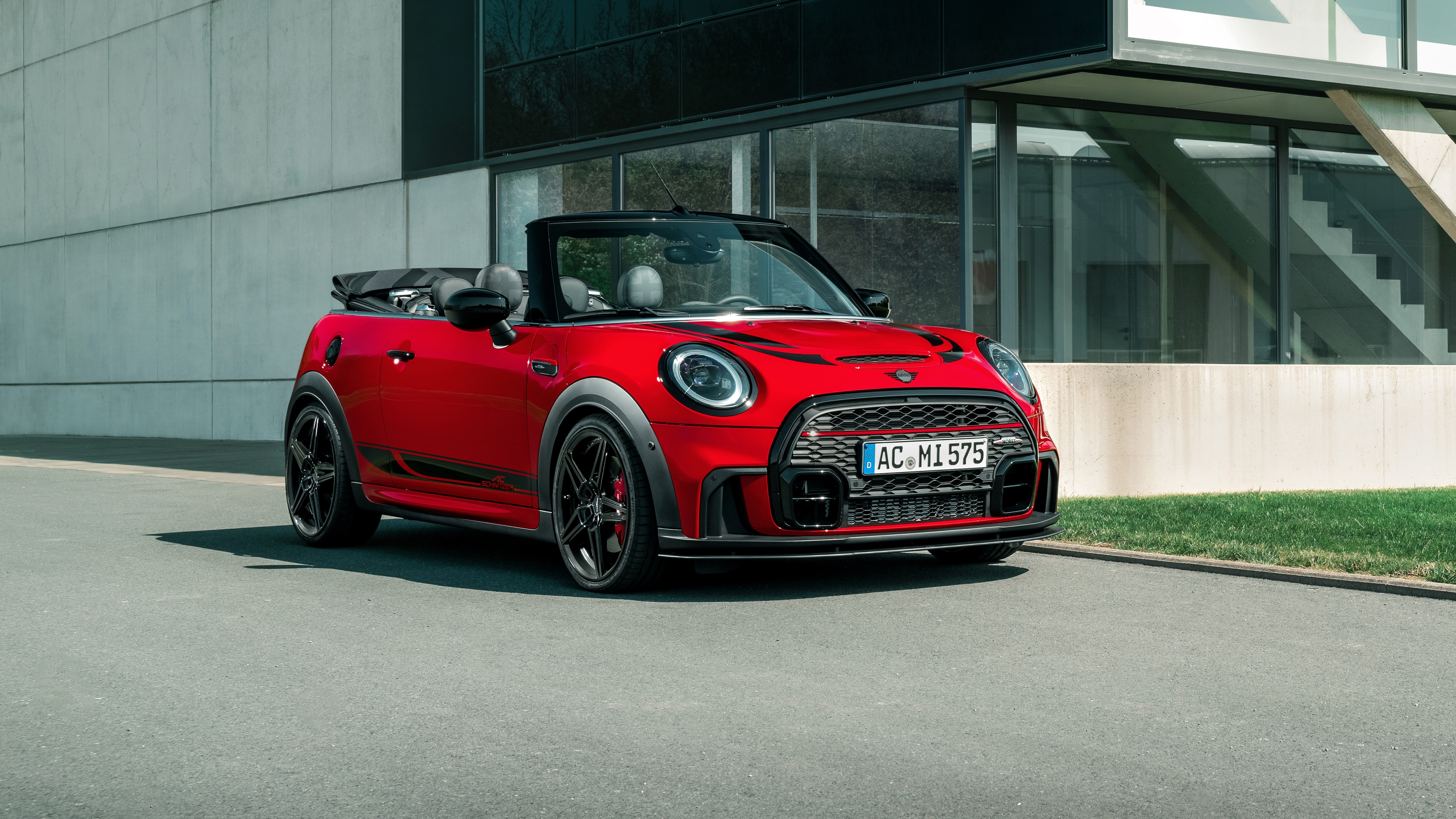 Фото бесплатно обои ac schnitzer mini cooper works cabrio, красный спортивный автомобиль, кабриолет