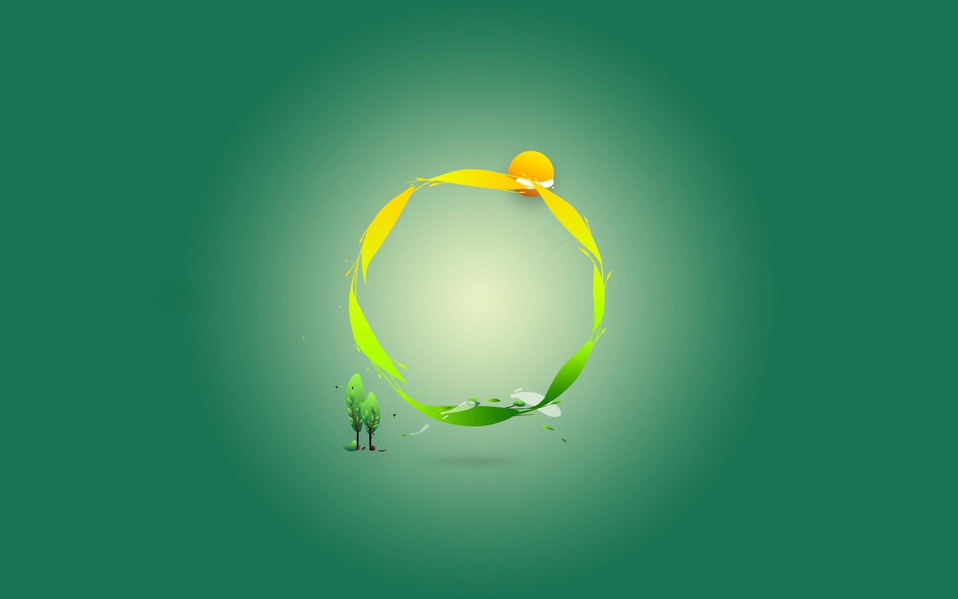 дерево, солнце, круг, минимализм, картинка, рисунок, зеленый фон, креативные обои, Tree, sun, circle, minimalism, picture, drawing, green background, creative wallpaper