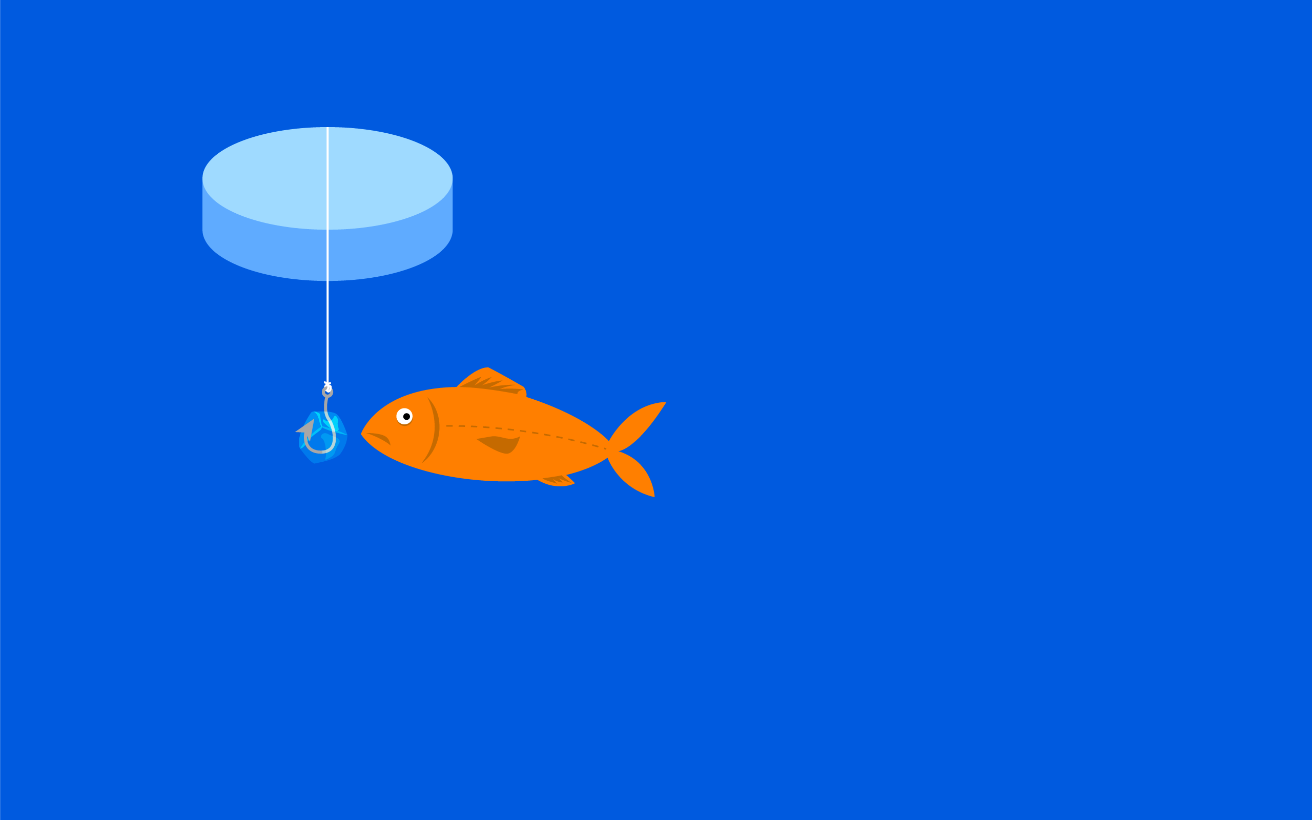 минимализм, рыбка, крючок, голубой фон, картинка, рисунок, обои, Minimalism, fish, hook, blue background, picture, picture, wallpaper